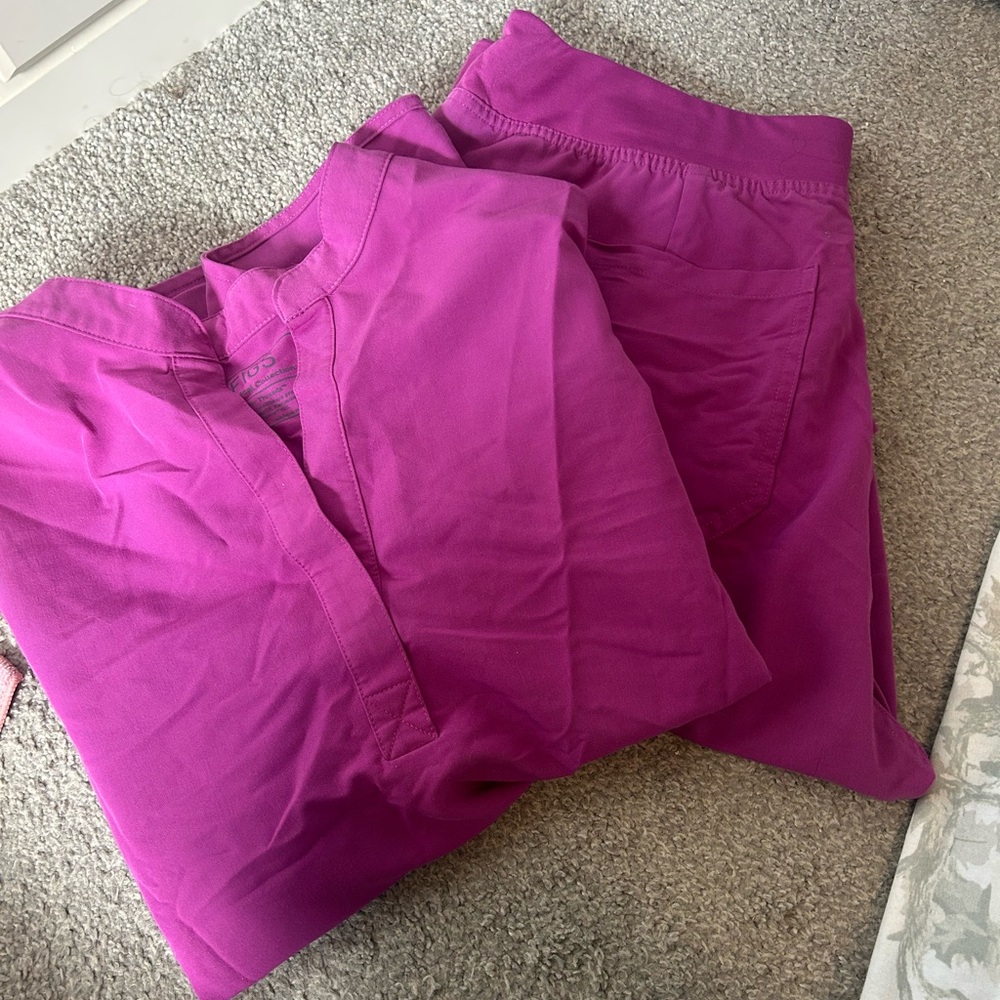 Women’s Magenta V-Neck Top and Pants Set